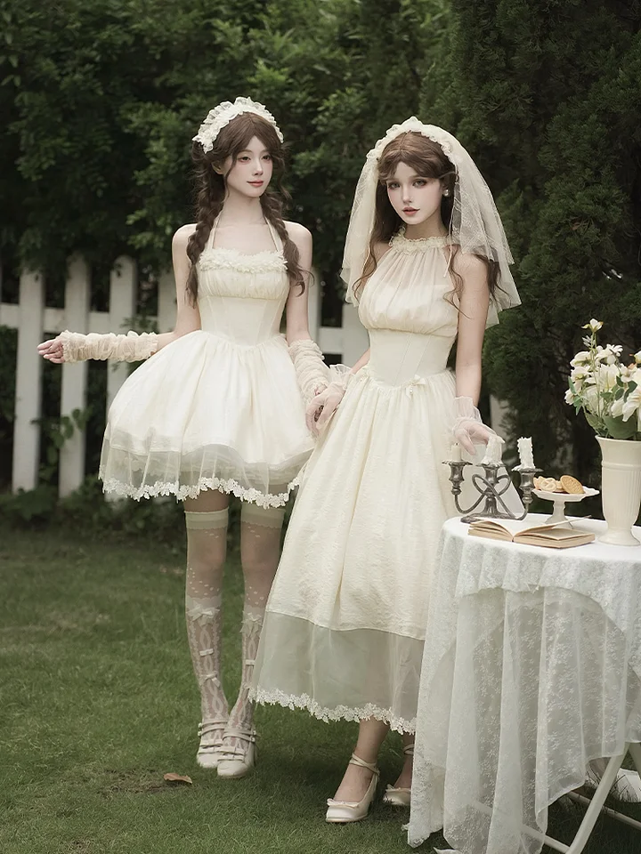 Wedding Lolita Enchanting White Gowns Long Versions Neck Dress Gemini Summer