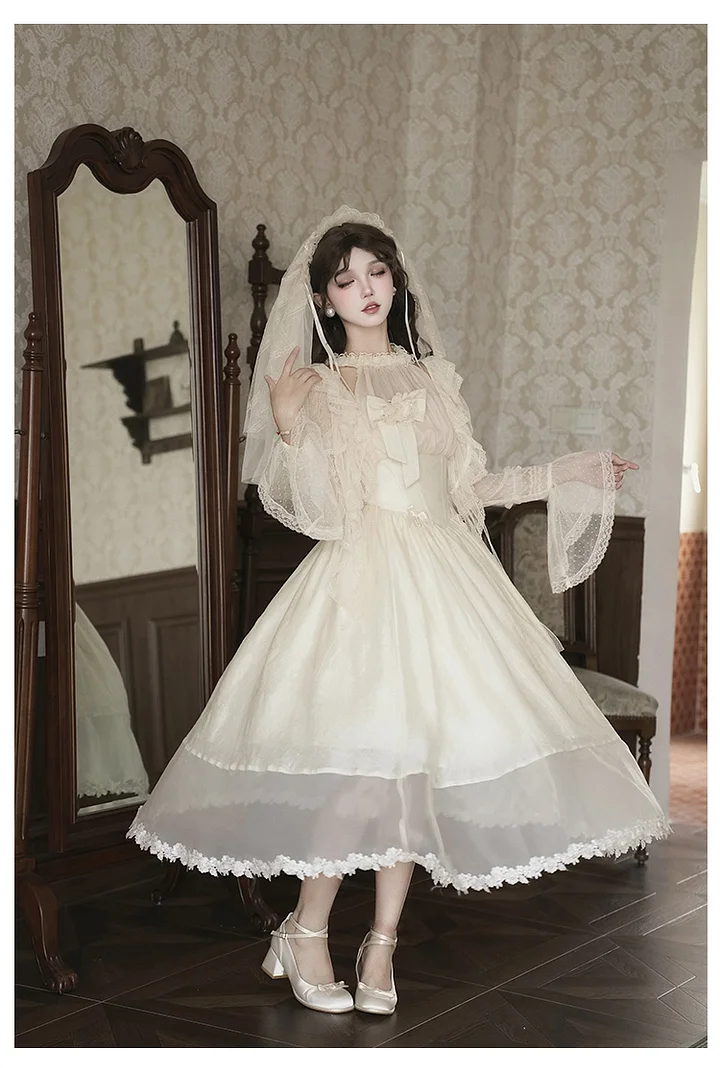 Wedding Lolita Enchanting White Gowns Long Versions Neck Dress Gemini Summer