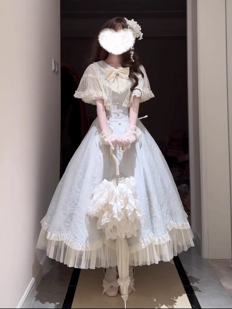 The Classic Light Blue Lolita Princess Dress is designed to highlight sweetness and refined elegance. Featuring a fitted waistline, it creates a flattering silhouette while layered details and delicate bows enhance its girlish charm. The soft light blue tone conveys purity and freshness, adding a dreamy, fairytale-like quality. Perfect for tea parties, daily wear, or special gatherings, this dress reflects the romantic and timeless essence of Japanese Lolita fashion.