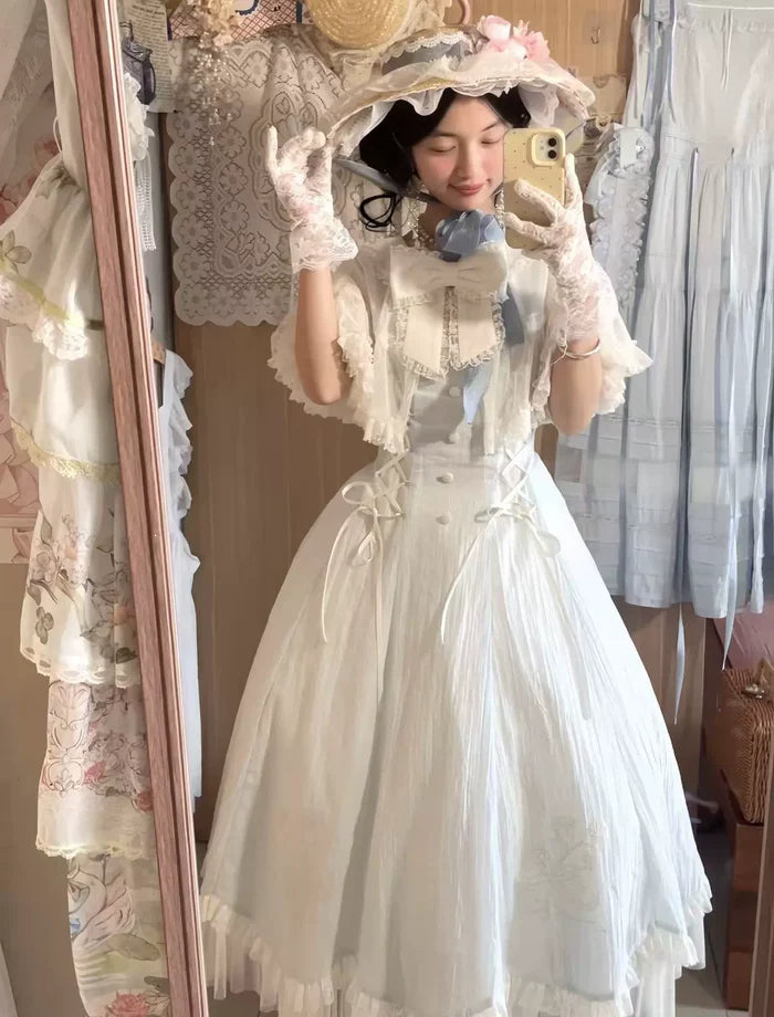The Classic Light Blue Lolita Princess Dress is designed to highlight sweetness and refined elegance. Featuring a fitted waistline, it creates a flattering silhouette while layered details and delicate bows enhance its girlish charm. The soft light blue tone conveys purity and freshness, adding a dreamy, fairytale-like quality. Perfect for tea parties, daily wear, or special gatherings, this dress reflects the romantic and timeless essence of Japanese Lolita fashion.