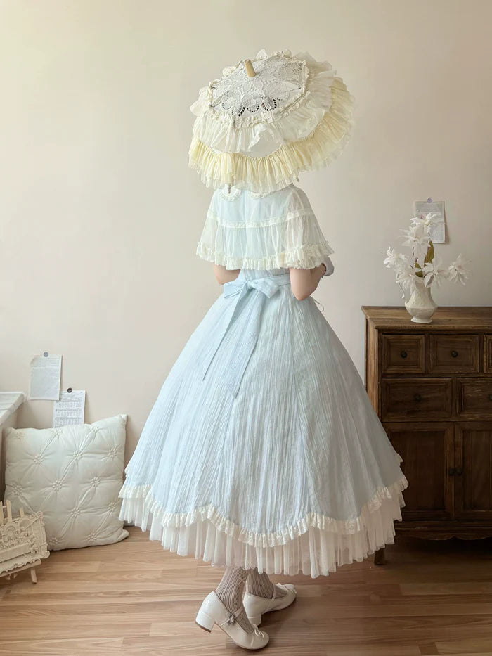 The Classic Light Blue Lolita Princess Dress is designed to highlight sweetness and refined elegance. Featuring a fitted waistline, it creates a flattering silhouette while layered details and delicate bows enhance its girlish charm. The soft light blue tone conveys purity and freshness, adding a dreamy, fairytale-like quality. Perfect for tea parties, daily wear, or special gatherings, this dress reflects the romantic and timeless essence of Japanese Lolita fashion.