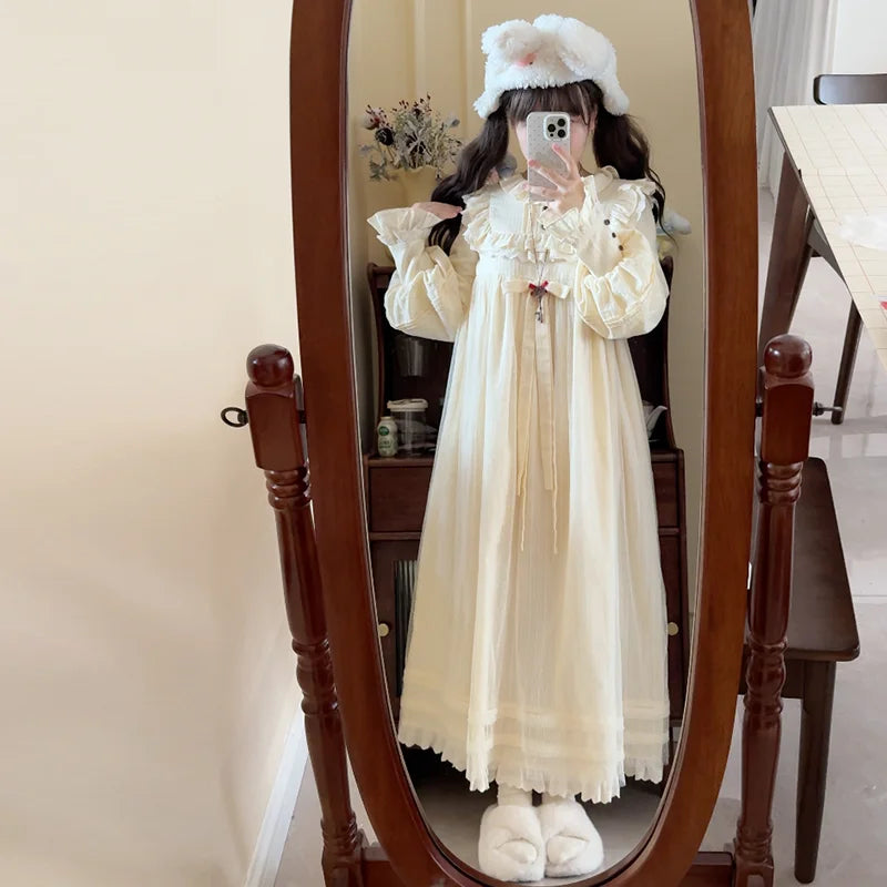 Classic Lolita Pastel Sweet Beige Lolita Dress with Ruffled Collar