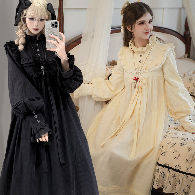 Classic Lolita Pastel Sweet Black Lolita Dress with Ruffled Collar