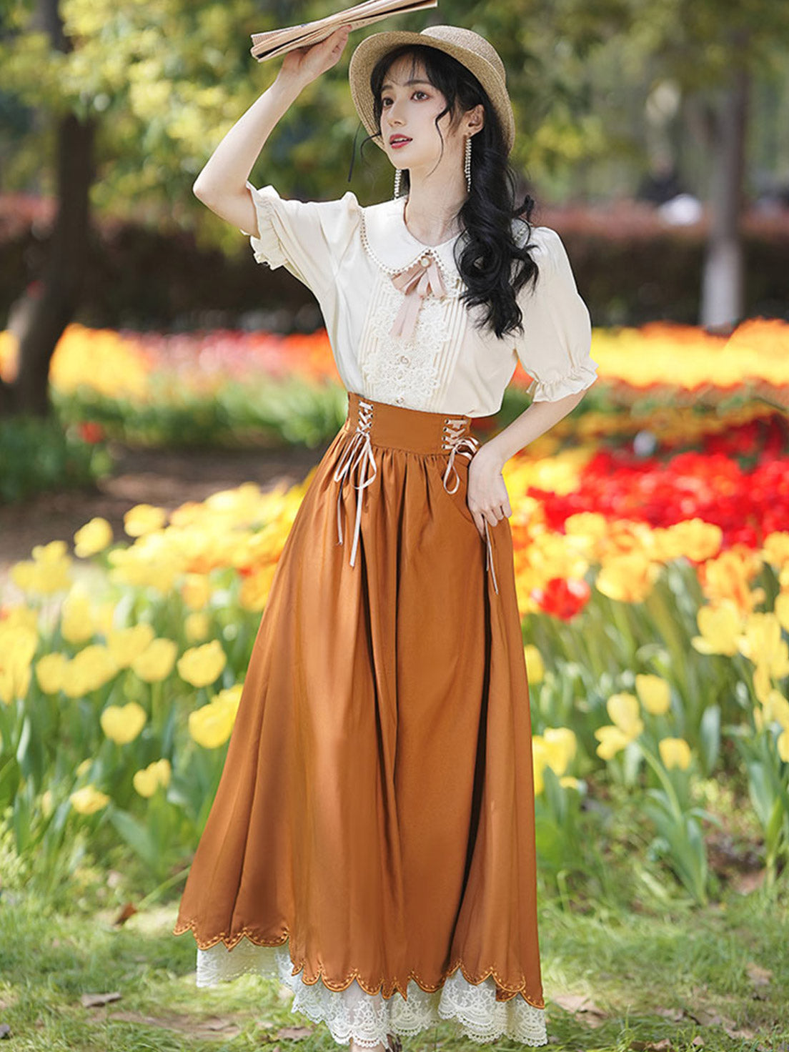 Classic Lolita Qi Lolita Outfit Khaki Dress Style French Retro Court Dress