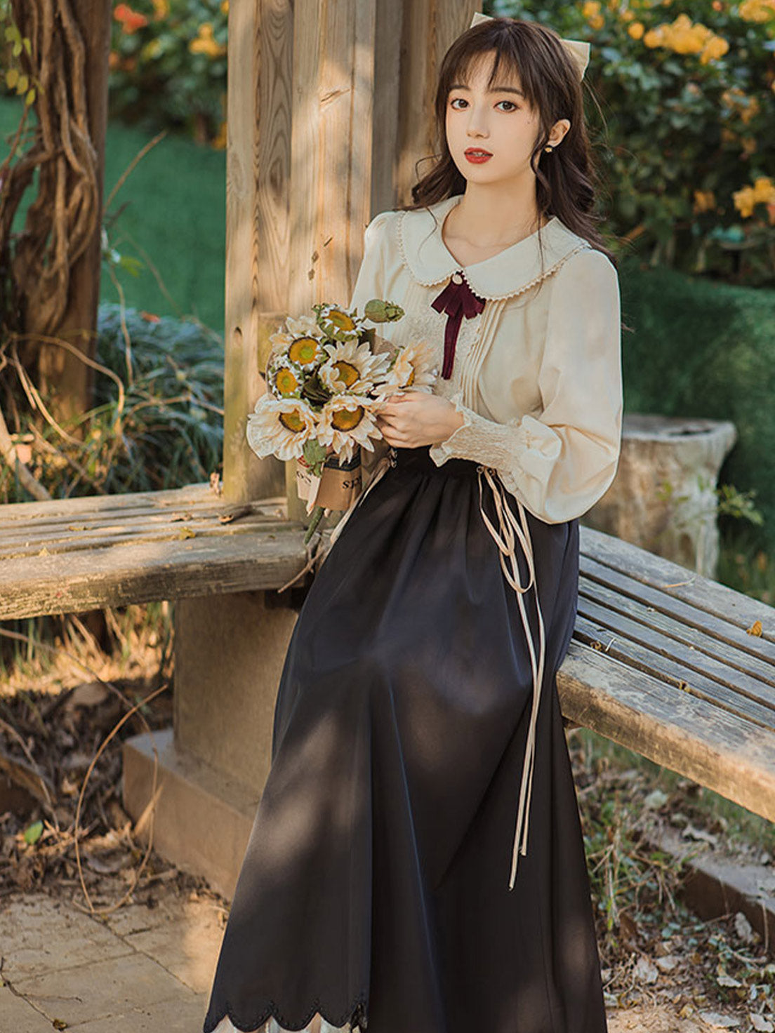 Classic Lolita Qi Loita Outfit Red Black Dress Palette Style French Retro Court Dress