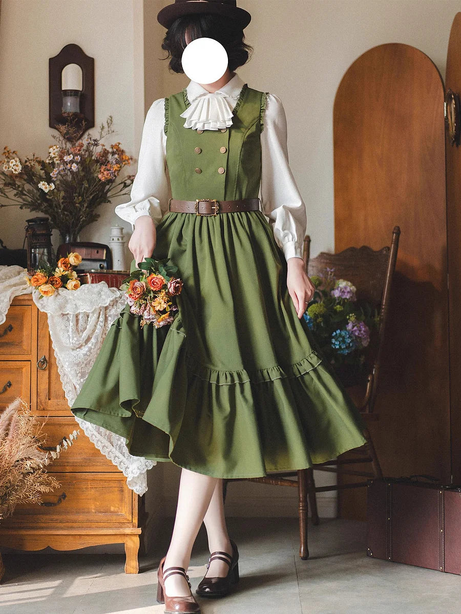 Classic Lolita School - Style French Green Dresses Outfit Original Spring Sleeveless Dress