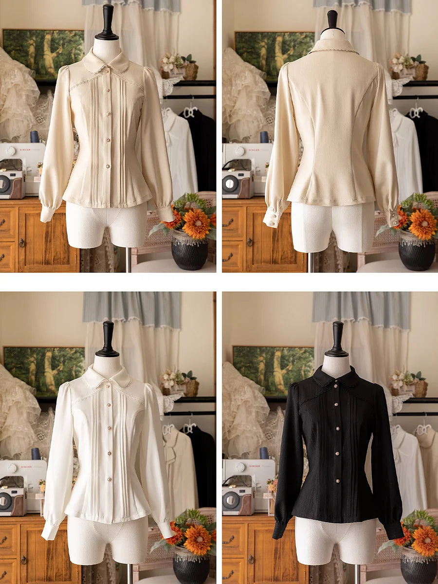 Lolita Blouses School - Style French Grey Outfit Original Spring Top Shirt