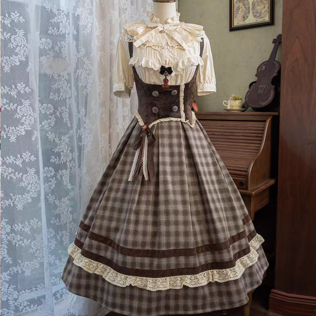 This Black White Doll Style Lolita Dress embodies a balance of sweetness and elegance with its refined lace trim and doll-like silhouette. The black and white palette creates a timeless contrast, while delicate details highlight the classic Lolita charm. Designed with a cute yet graceful aesthetic, it is perfect for tea parties, daily outings, or themed gatherings. A versatile piece that captures both playful innocence and the sophistication of traditional Lolita fashion.