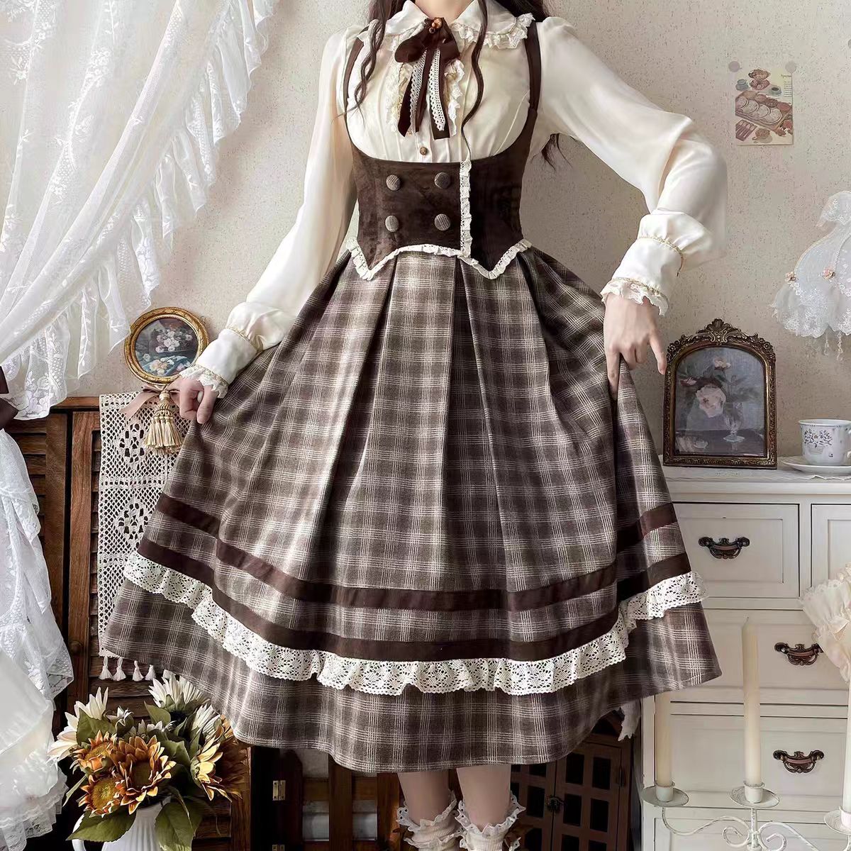 This Black White Doll Style Lolita Dress embodies a balance of sweetness and elegance with its refined lace trim and doll-like silhouette. The black and white palette creates a timeless contrast, while delicate details highlight the classic Lolita charm. Designed with a cute yet graceful aesthetic, it is perfect for tea parties, daily outings, or themed gatherings. A versatile piece that captures both playful innocence and the sophistication of traditional Lolita fashion.
