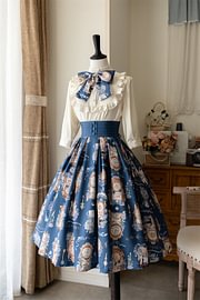 Classic Pastoral Vintage Print Shirt Skirt Elegant Jacquard Daily Lolita Lolita Dresses Shirt