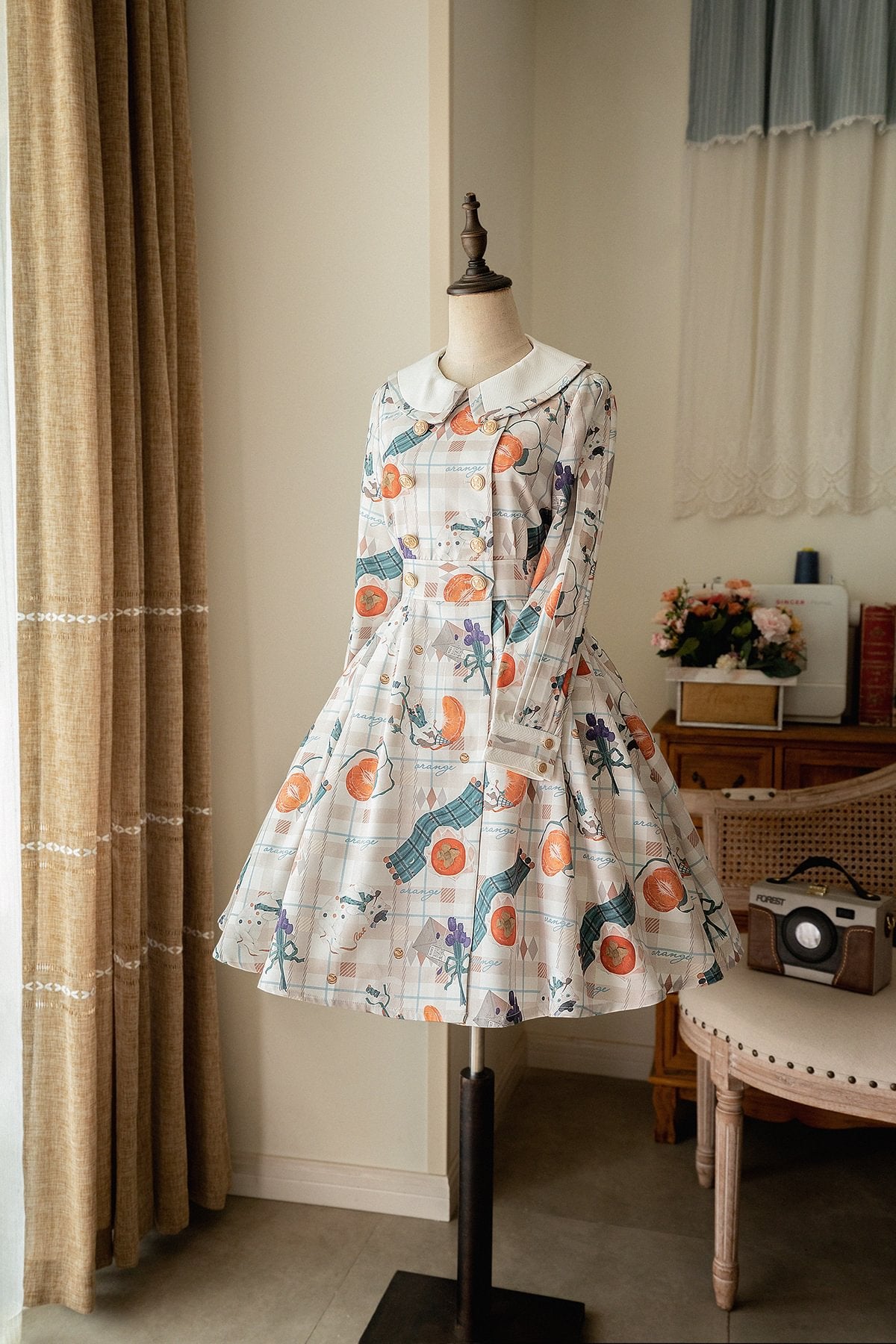 Classic Retro College Fall and Winter Vest Shirt Jacket Dress Lolita Blouse Shirt Dress