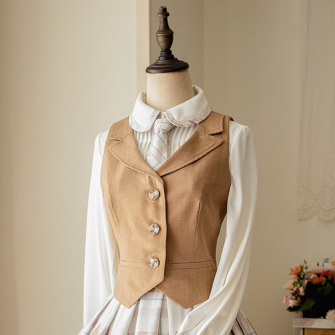 Classic Retro College Fall and Winter Vest Shirt Jacket Dress Lolita Blouse Shirt Dress