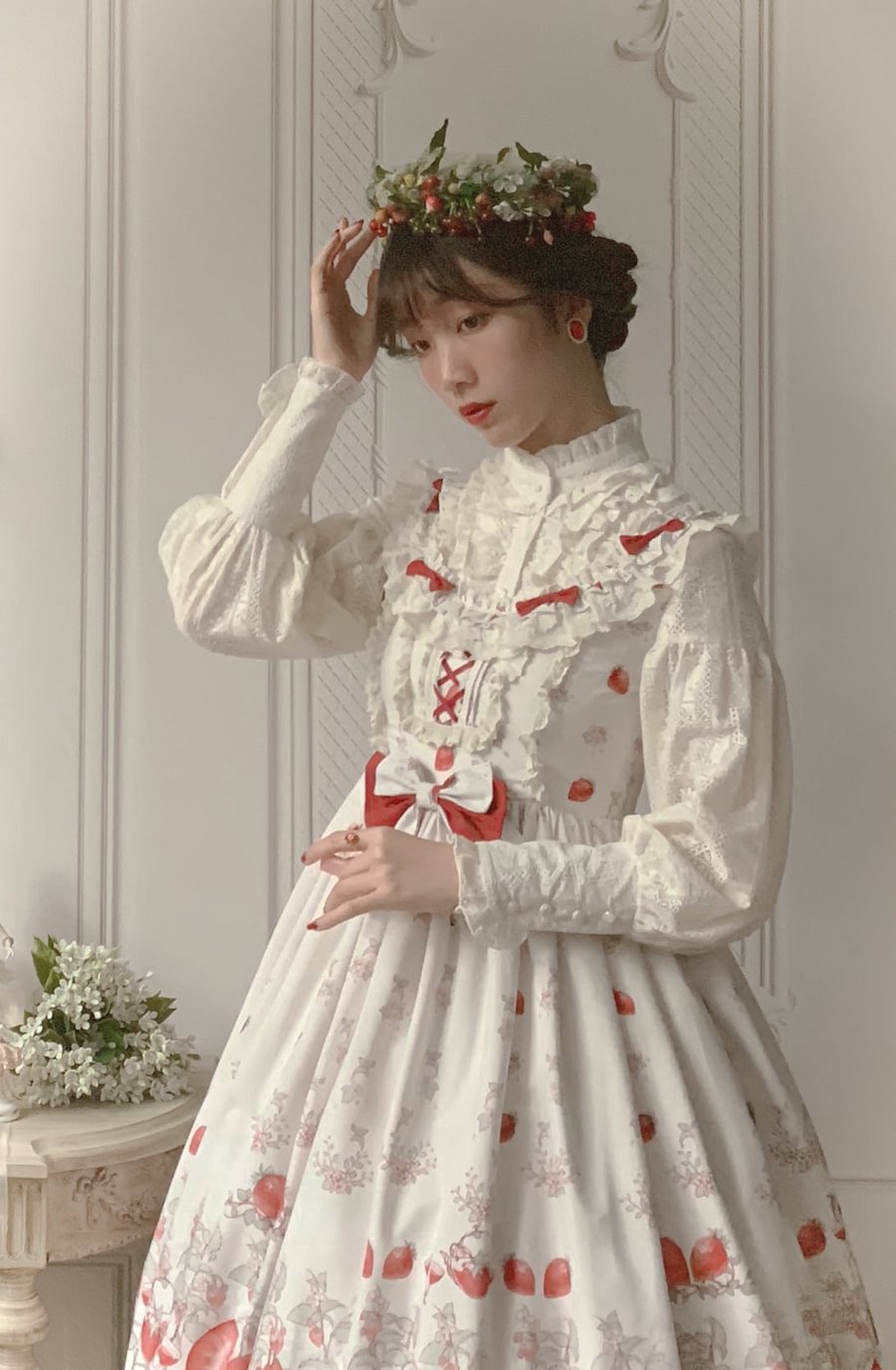 Classic Rustic Sweetheart Print LolitaJSK Lolita Dress Ruffles