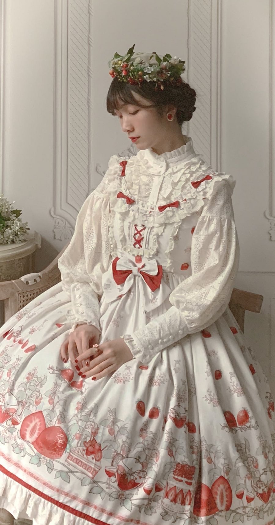 Classic Rustic Sweetheart Print LolitaJSK Lolita Dress Ruffles