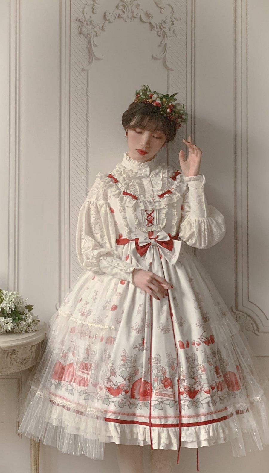 Classic Rustic Sweetheart Print LolitaJSK Lolita Dress Ruffles