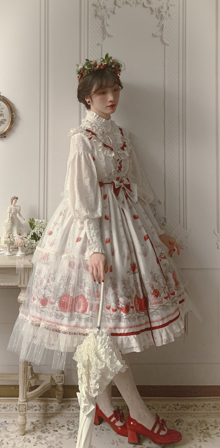 Classic Rustic Sweetheart Print LolitaJSK Lolita Dress Ruffles