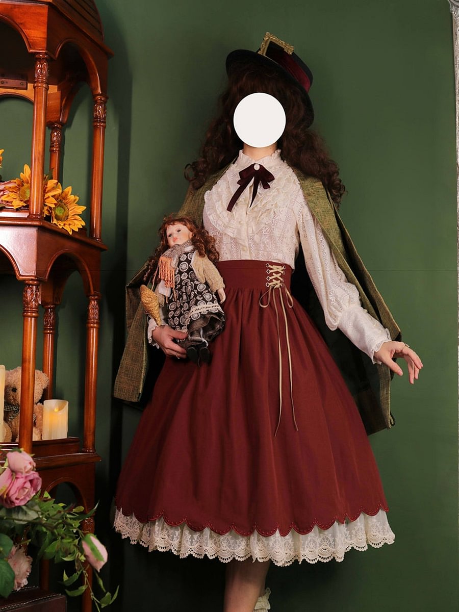 Classic Solid Color Strappy High Waist Embroidery Long SK Lolita Dresses