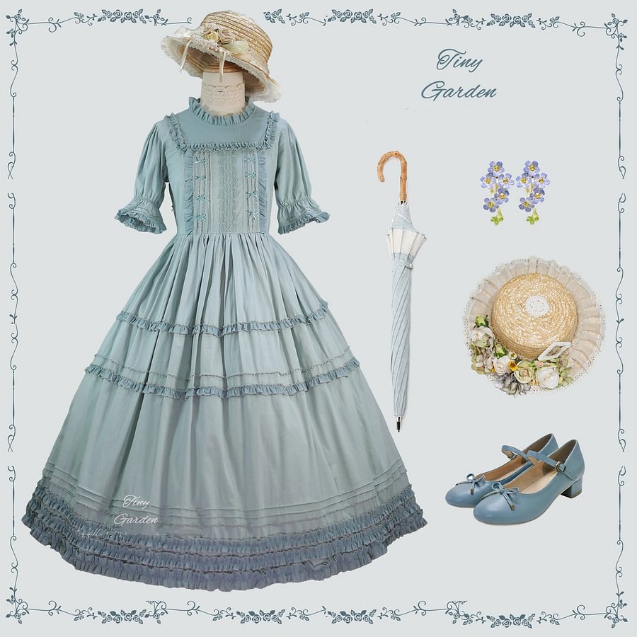 Classic Vintage French Elegant Purple Lolita OP Short Sleeve Dresses