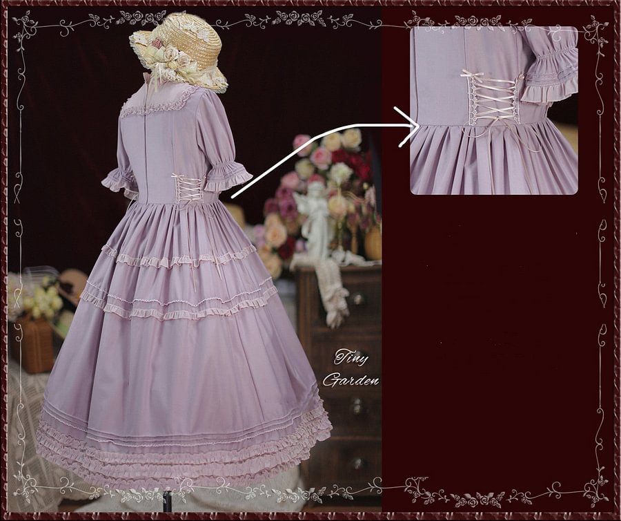 Classic Vintage French Elegant Purple Lolita OP Short Sleeve Dresses