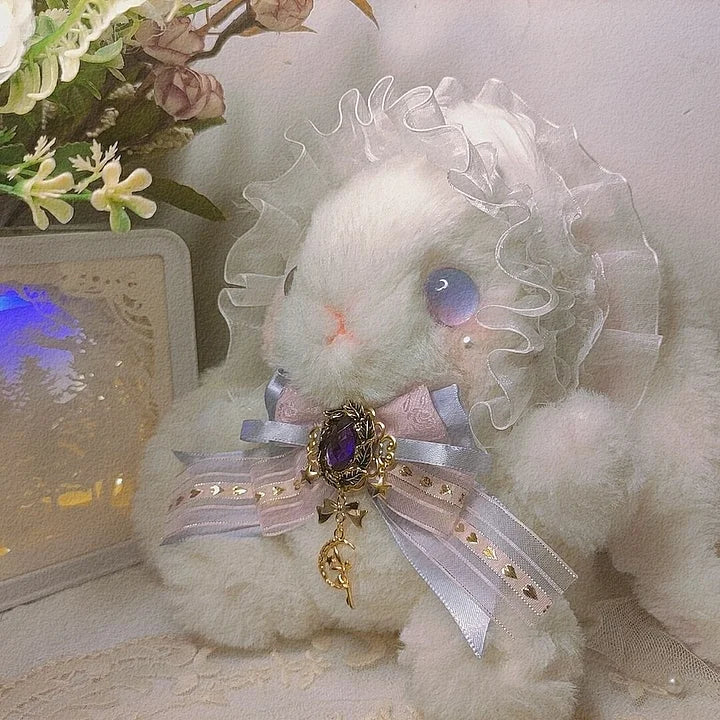 Cute Furry Rabbit Crossbody Bag Pearl Chain Sweet Lolita Accessory Kawaii Handmade