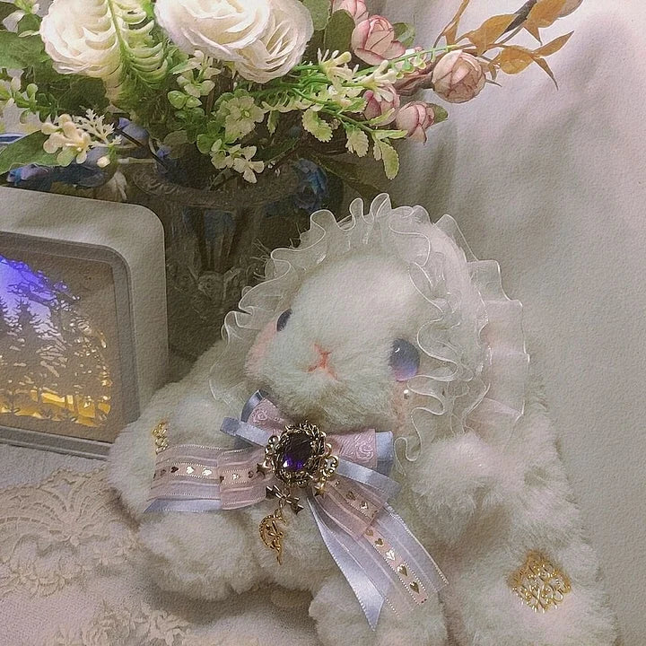 Cute Furry Rabbit Crossbody Bag Pearl Chain Sweet Lolita Accessory Kawaii Handmade