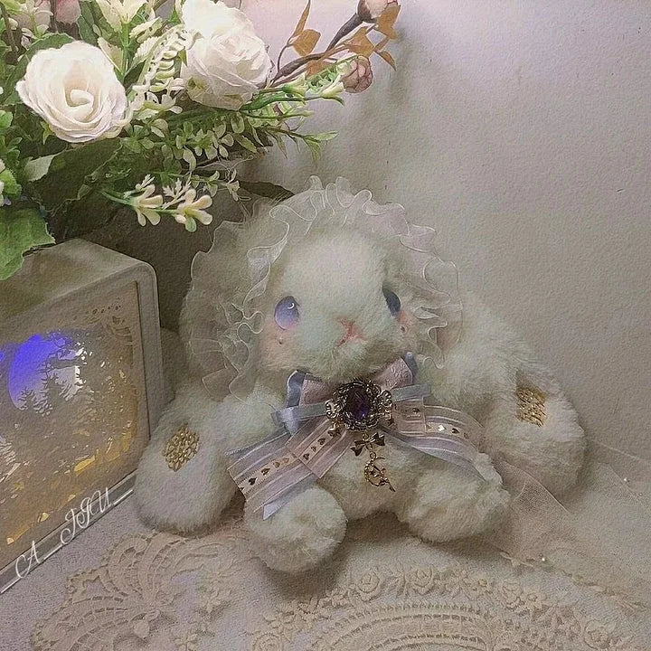 Cute Furry Rabbit Crossbody Bag Pearl Chain Sweet Lolita Accessory Kawaii Handmade