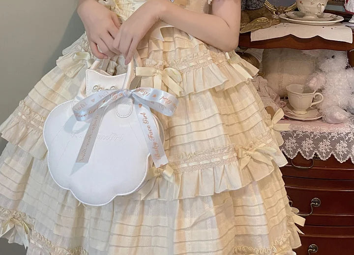 Lolita Bag Cute Japanese Small Shell Handbag Pearl Decorated Bow Ribbon Exquisite Handbag