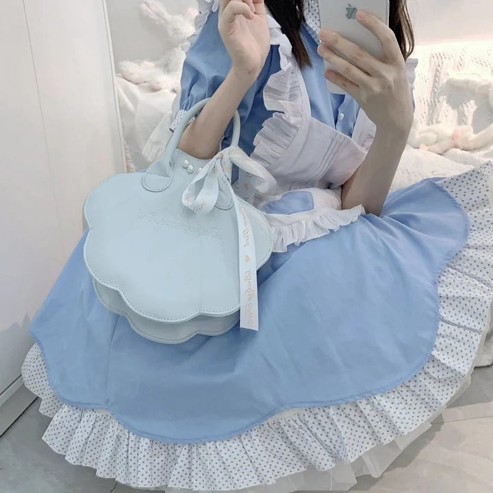 Lolita Bag Cute Japanese Small Shell Handbag Pearl Decorated Bow Ribbon Exquisite Handbag