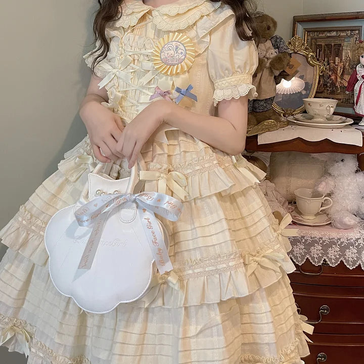 Lolita Bag Cute Japanese Small Shell Handbag Pearl Decorated Bow Ribbon Exquisite Handbag