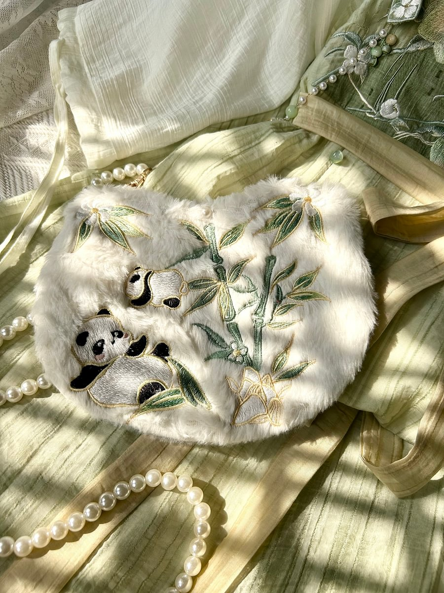 Cute Panda Embroidery Bag Chinese Style Lolita Jewelry Bag