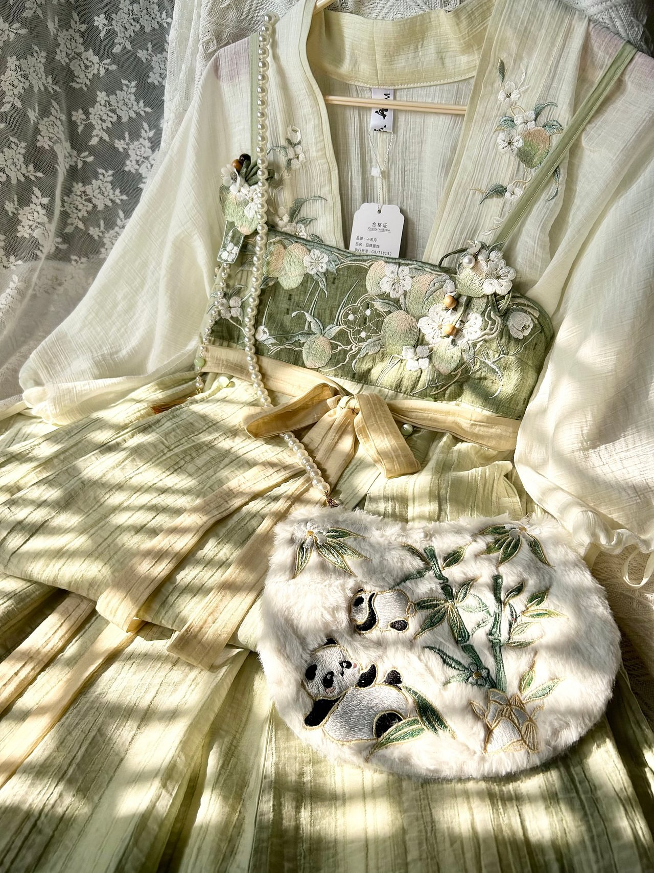 Cute Panda Embroidery Bag Chinese Style Lolita Jewelry Bag