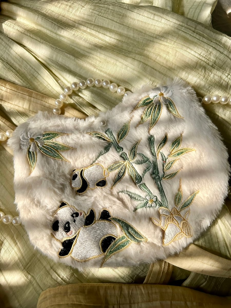 Cute Panda Embroidery Bag Chinese Style Lolita Jewelry Bag