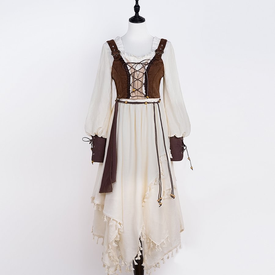 Dirty Fit Wasteland Style Cowboy Long Sleeved Dress Cloak Set Punk Lolita Dress