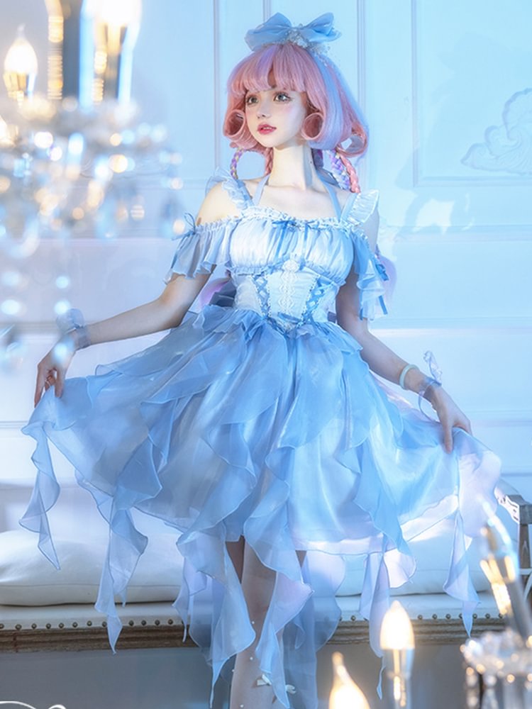 Flower Fairy Pink Elegant Princess Dress Sweet Lolita Slip Dress JSK