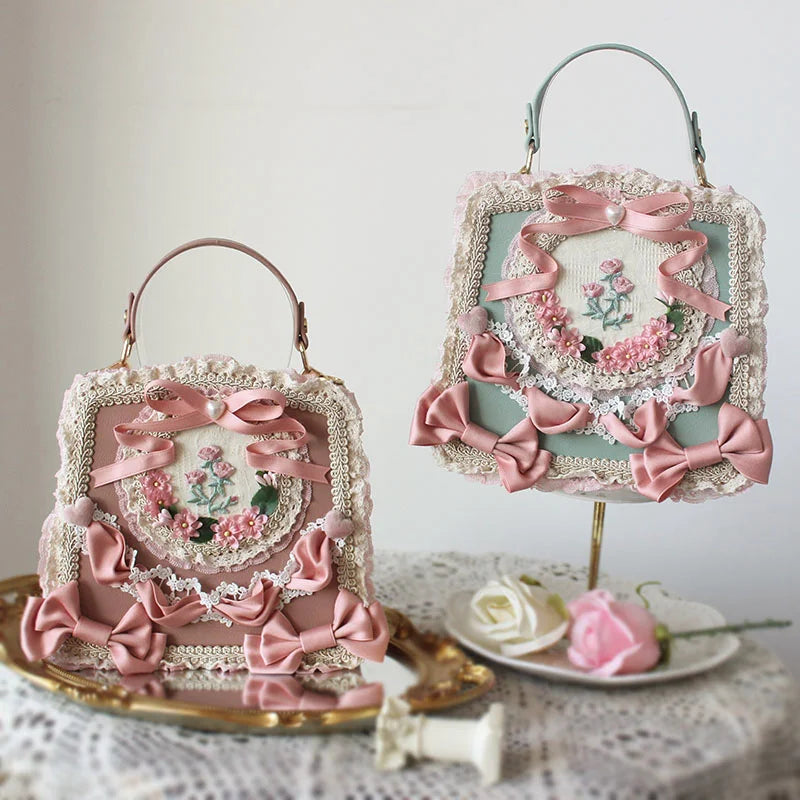 Lolita Bag Flower Lace Bow Handbag Four Times Flower Tea Party Gorgeous Lolita Accessories