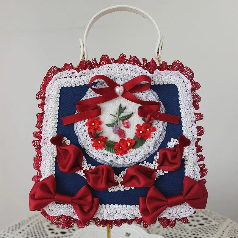 Lolita Bag Flower Lace Bow Handbag Four Times Flower Tea Party Gorgeous Lolita Accessories