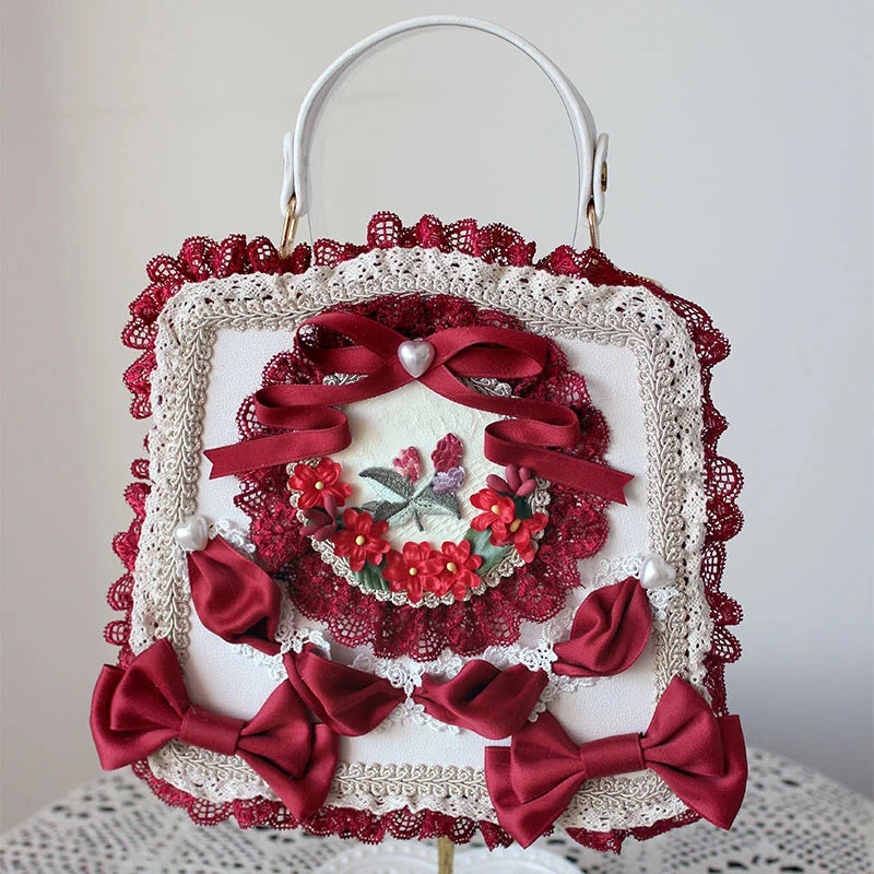 Lolita Bag Flower Lace Bow Handbag Four Times Flower Tea Party Gorgeous Lolita Accessories