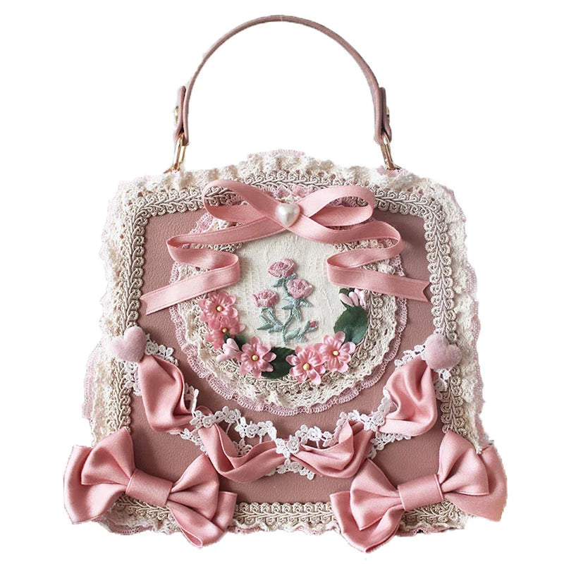 Lolita Bag Flower Lace Bow Handbag Four Times Flower Tea Party Gorgeous Lolita Accessories
