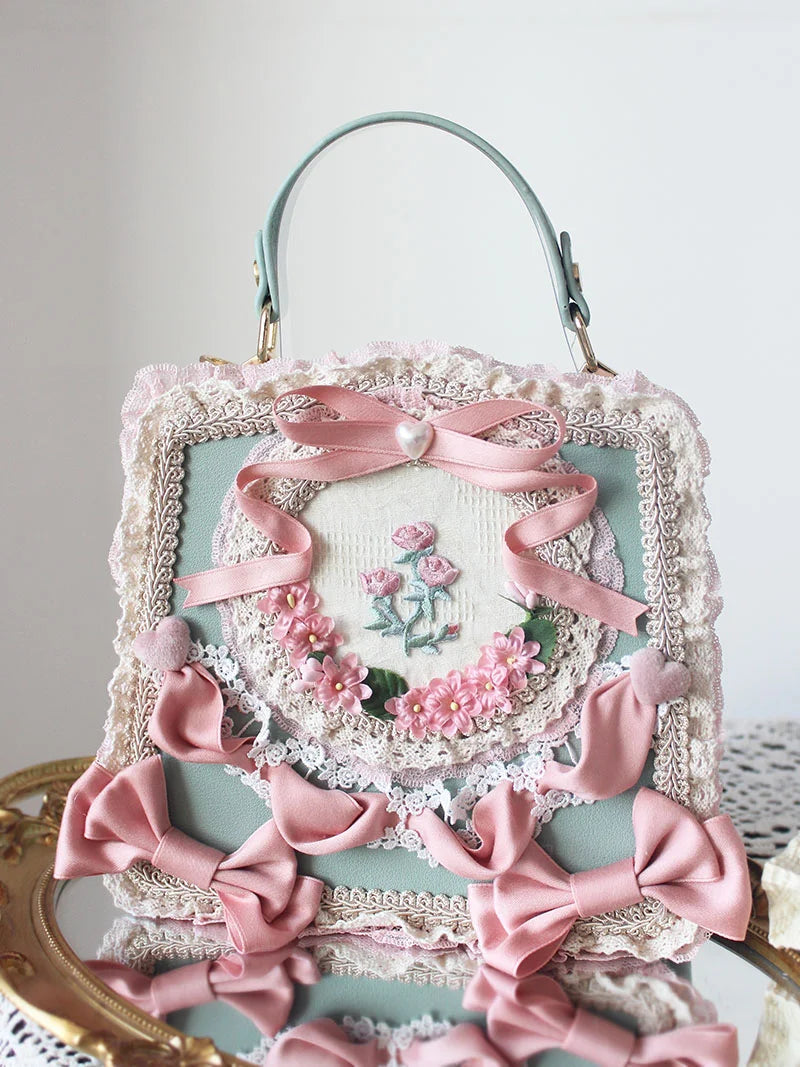 Lolita Bag Flower Lace Bow Handbag Four Times Flower Tea Party Gorgeous Lolita Accessories