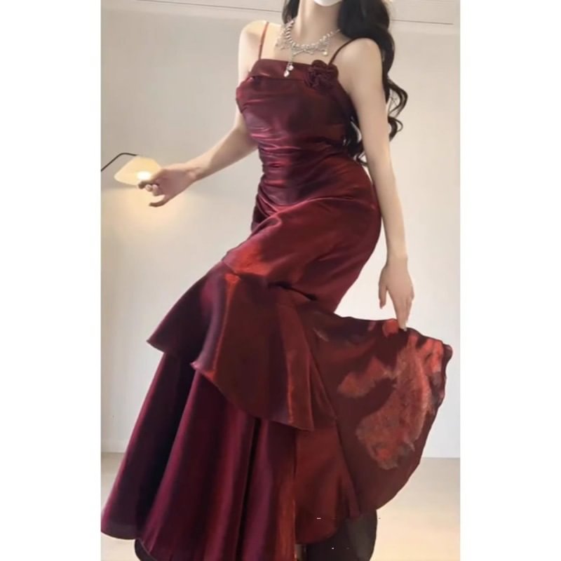 French Hepburn Temperament Elegant Fishtail Dress Light Lolita Princess Dress High-end Dress