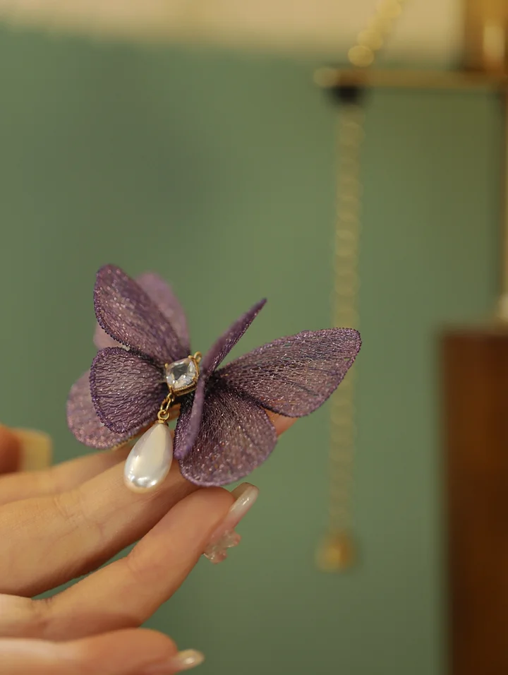 French Lolita Embroidered Butterfly Hairpin Daily Hair Lolita Clip Headwear and Accessories