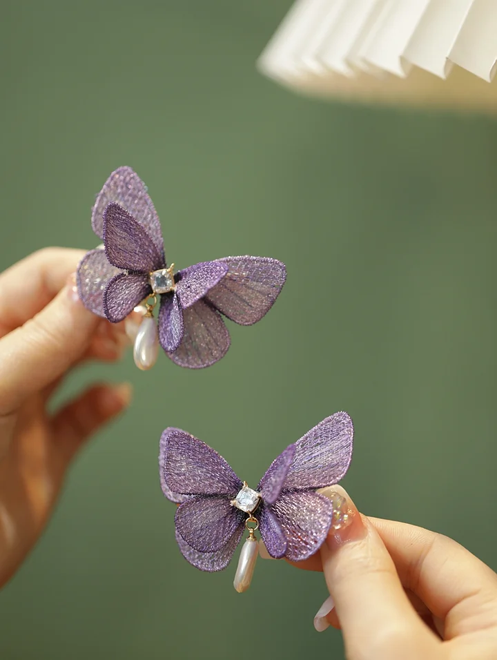 French Lolita Embroidered Butterfly Hairpin Daily Hair Lolita Clip Headwear and Accessories