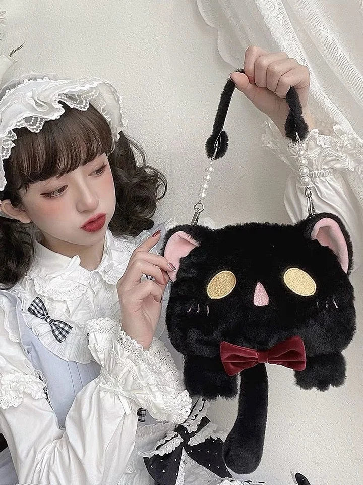 Ghost Cat Cute Plush Shoulder Bag Lolita Sweet Bag For Women