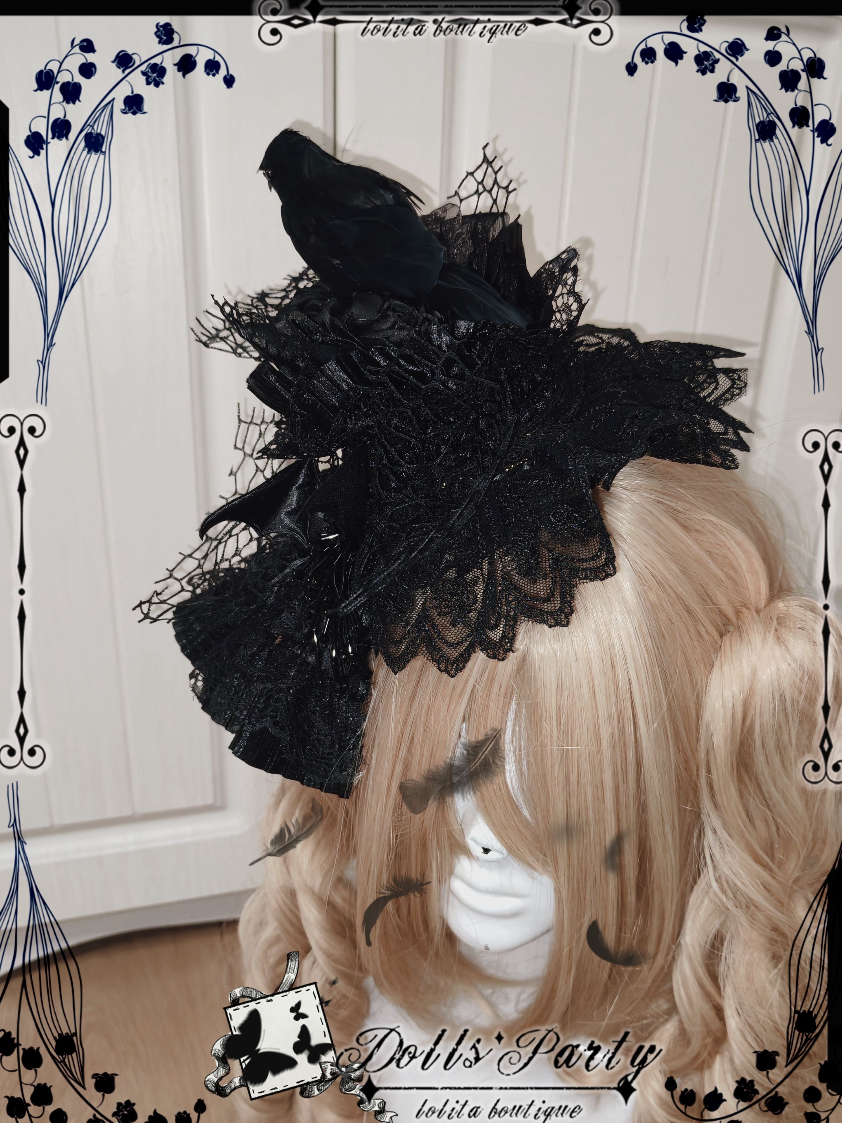Goth Lolita Halloween Hair Accessories Raven Headpiece for Victorian Style