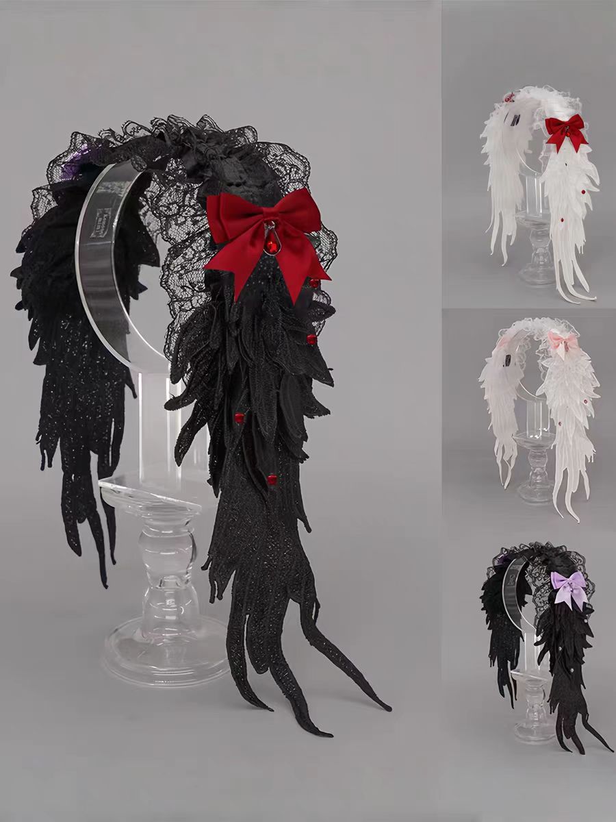 This gothic dark angel wing headband is inspired by Harajuku subculture and Lolita fashion. Designed with bold wing details, it blends punk attitude with a mysterious gothic charm. The unique shape adds dramatic flair, while the dark tones highlight elegance and rebellion. Perfect for cosplay, parties, or alternative fashion styling, it makes a striking accessory for creative self-expression.