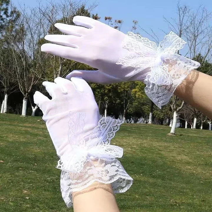 Gothic Lace Lolita Gloves Bow Thin Breathable Elastic Sunscreen Gloves Elegant Lolita Accessory