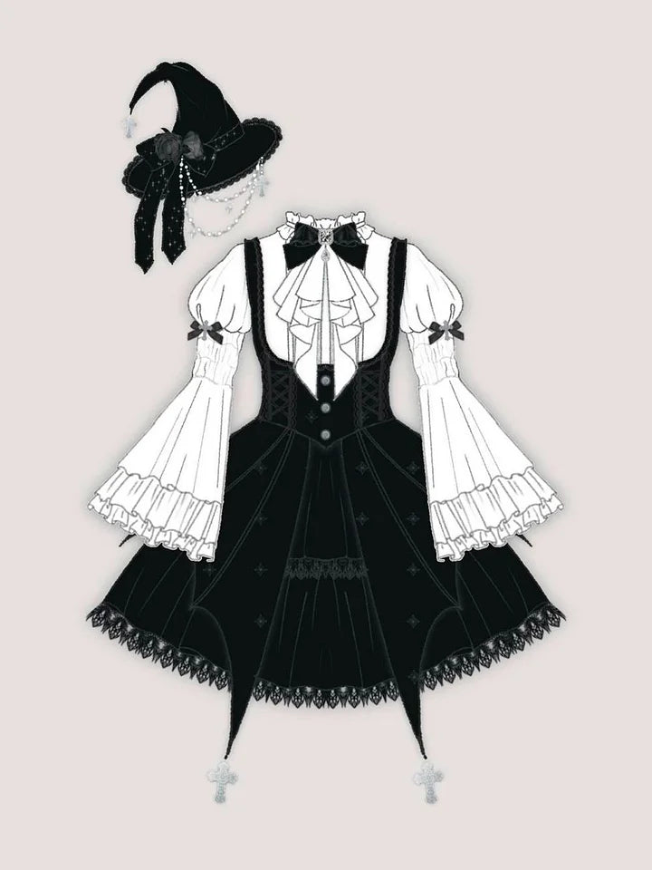 Gothic Lolita Dresses Halloween Costume Magical Girl Daily Autumn Dress Elegant Outfit Witch Hat
