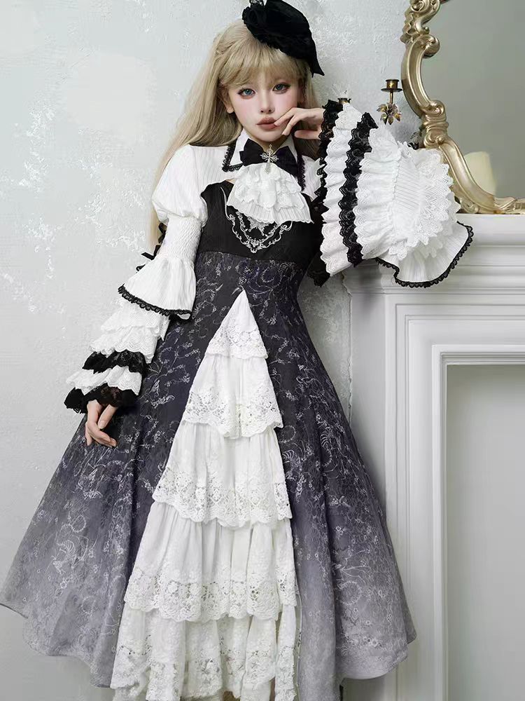 The Halloween Gothic Punk Lolita Dress is designed to merge dark elegance with playful cosplay charm. Featuring a strap-style silhouette with gothic details, it balances femininity and a bold, edgy aesthetic. The design draws inspiration from princess-like Lolita fashion while adding punk-inspired accents, making it versatile for Halloween parties, themed events, or daily dark-style outfits. It captures the mysterious, dramatic essence of Gothic Lolita with a modern, stylish twist.