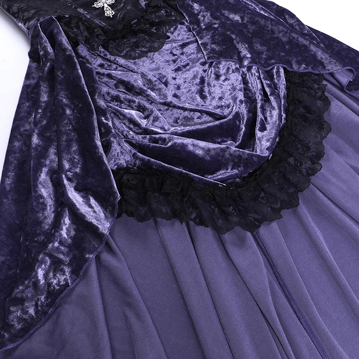 The Gothic Purple Velvet Corset Dress Set is designed to embody dramatic elegance and dark romance. The rich velvet fabric paired with a structured corset enhances a graceful silhouette, while the high-low hemline adds a modern, flowing touch. Delicate lace trim and the matching black lace bolero create layers of sophistication and mystery. Perfect for gothic events, evening gatherings, or stage performances, this set captures the allure of vintage refinement with a bold, enchanting spirit.