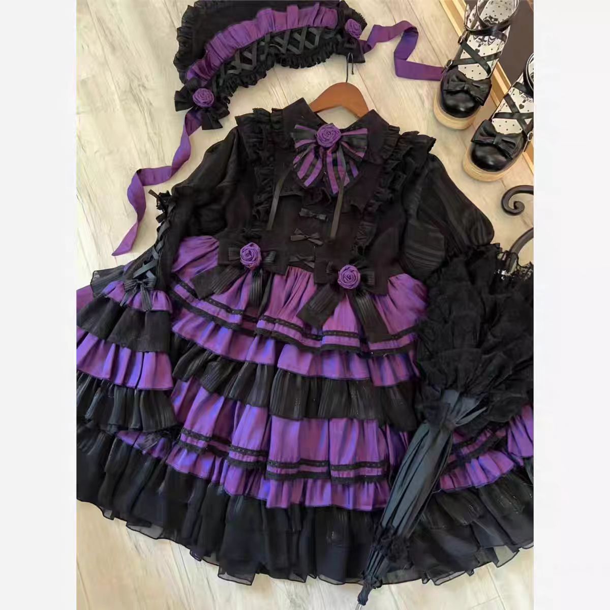Gothic Lolita Purple Witch Dress Halloween Original Design Mid Length